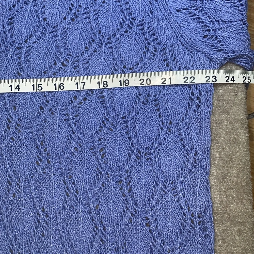 Sigrid Olsen Periwinkle V Neck Hooded Crochet Long Sleeve Top Size XL - Picture 10 of 11